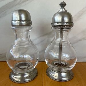 Match Pewter 1995 Salt/Sugar Shaker and Pepper Grinder/Mill Made in Italy